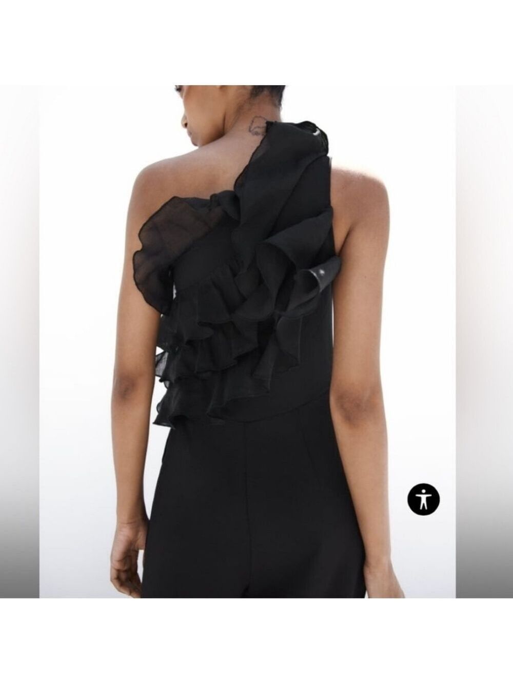 Zara One Shoulder Ruffled Jumpsuit, Size S - Picture 5 of 9